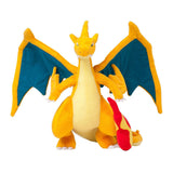 Orange Mega Charizard Y Pokémon plush with blue-green wings, front view